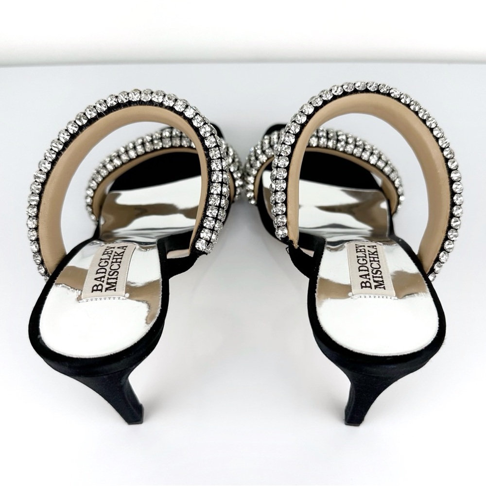Badgley Mischka Women's Sade Jeweled Double Band Heeled Sandals Black Size 6 - Picture 8 of 11